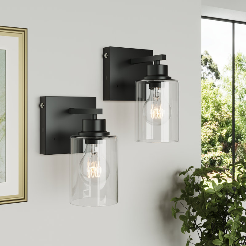 Applique à bras en fer rechargeable avec télécommande et ampoule incluse, Noir mat