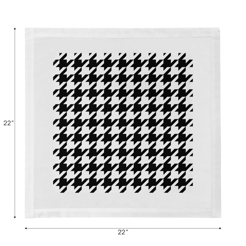 Houndstooth Cotton Sateen Dinner Napkins, Black White