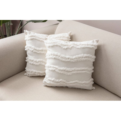 Ensemble de housse de coussin Elegant (2 pièces), blanc, 16,9 po x 16,9 po | Tissu 100% polyester, doux et durable | Lavable à la machine, parfait pour la décoration intérieure et le confort, idéal pour les canapés et les chaises
