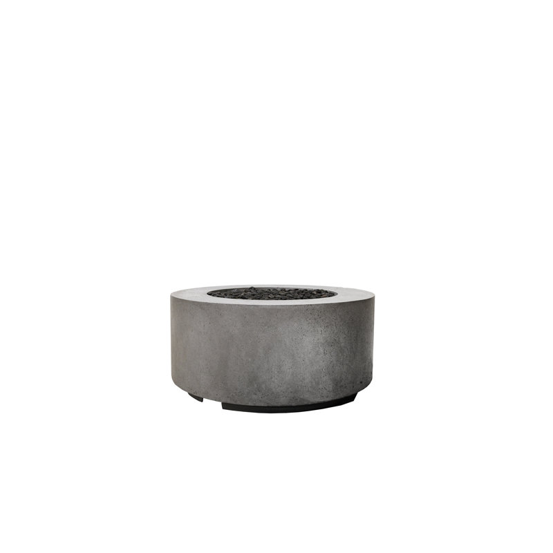 Seniah Round Concrete Outdoor Fireplace, Gray, Propane