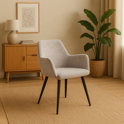Berlin Modern Upholstered Dining Chair with Black Metal Legs
