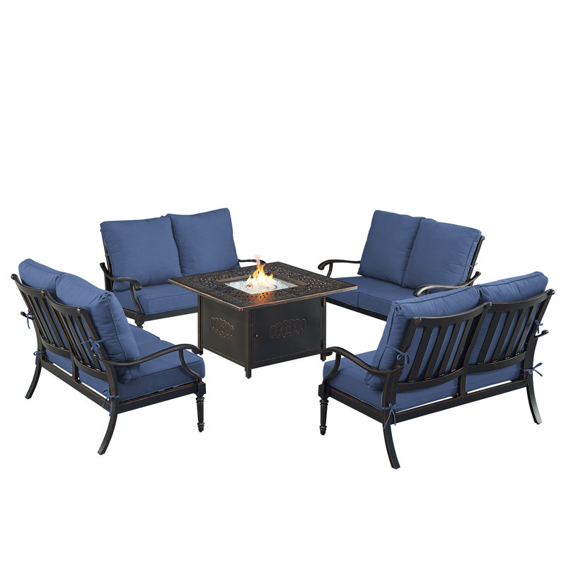 Markece Outdoor 5 - Piece Conversation Set, Blue