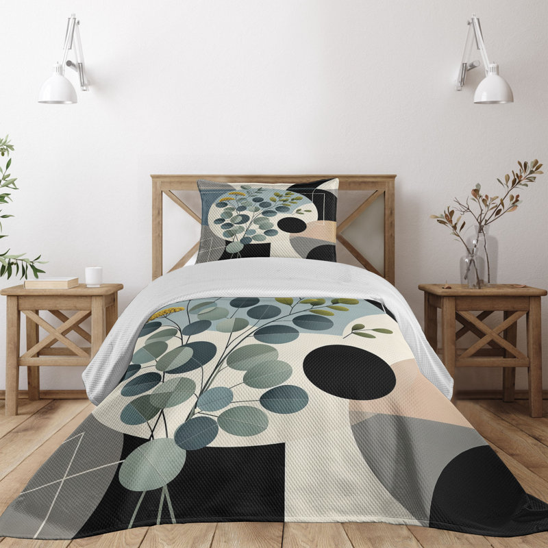 Polyester Floral Coverlet, Twin Coverlet + 1 Standard Shams