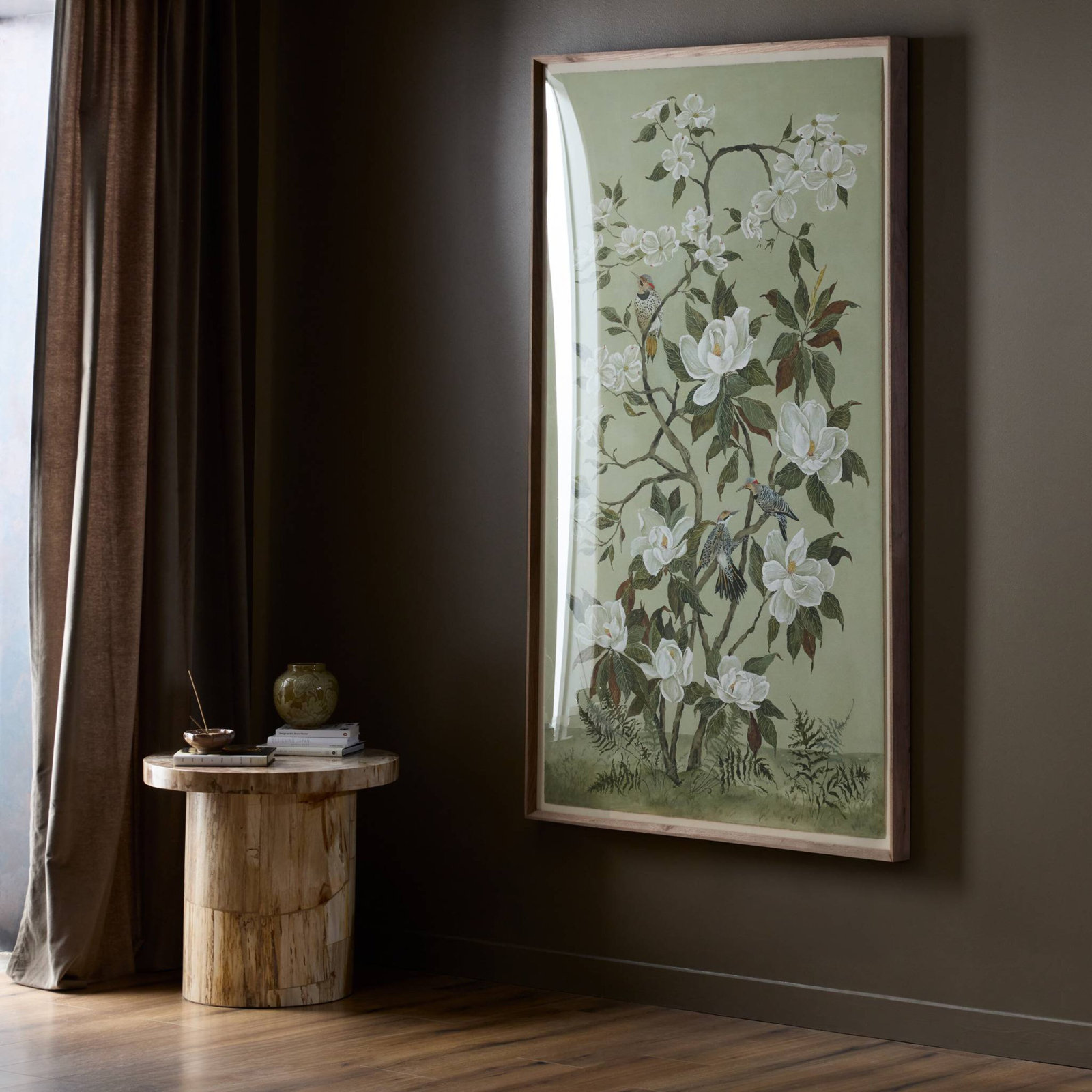 Nadine "Green Chinoiserie" Painting, 72" H x 43.5" W