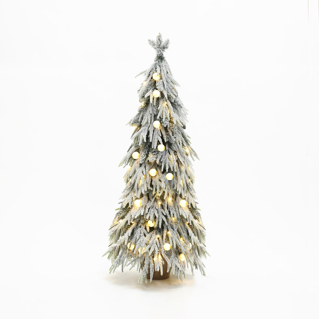 4.5Ft Pre-Lit Snow Flocked Slender Fir Artificial Christmas Tree Joss & Main