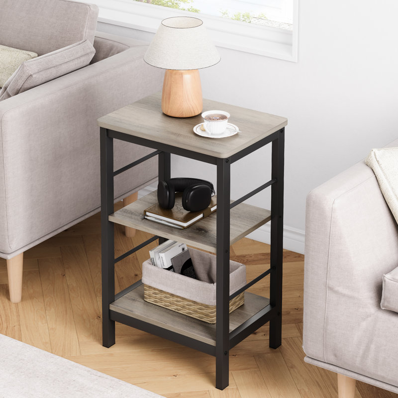 Table de chevet en bois manufacturé Mison, gris