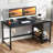 Computer Desk With 2 Drawers, 48X24 Inch Office Desks With Shelf, Gaming Work Study Vanity Table With Storage 2-Tier Drawer For Living Room Bedroom Small Spaces,Dark