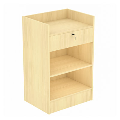 L 24 po x P 18 po x H 38 po - Support de caisse en érable, comptoir de caisse avec tiroir et rangement à 2 niveaux