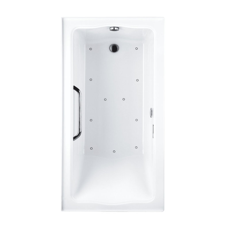 Clayton 60" x 32" Air Bathtub, Cotton/Chrome, Left