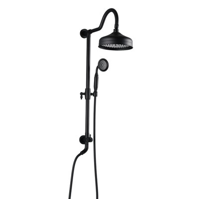 Wall Mounted Shower System With 8" Rainfall And Handheld, Matte Black Chic Handheld In Construction
