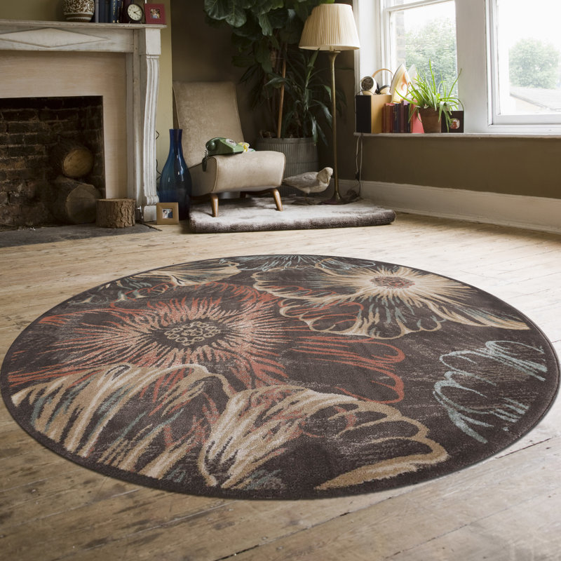 Tapis brun , Rond 5 pi 3 po
