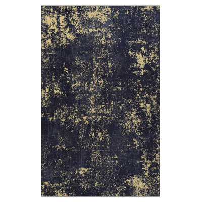 Tapis noir 5 x 8 - lavable, à poils courts, antidérapant, antidérapant, pliable, idéal pour la chambre à coucher, le salon, la cuisine (et la salle à manger pour animaux