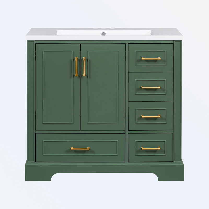 Armoire de salle de bain autoportante, Vert