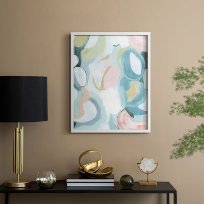 «Pastel Garden Abstraction II», reproduction encadrée - bois massif