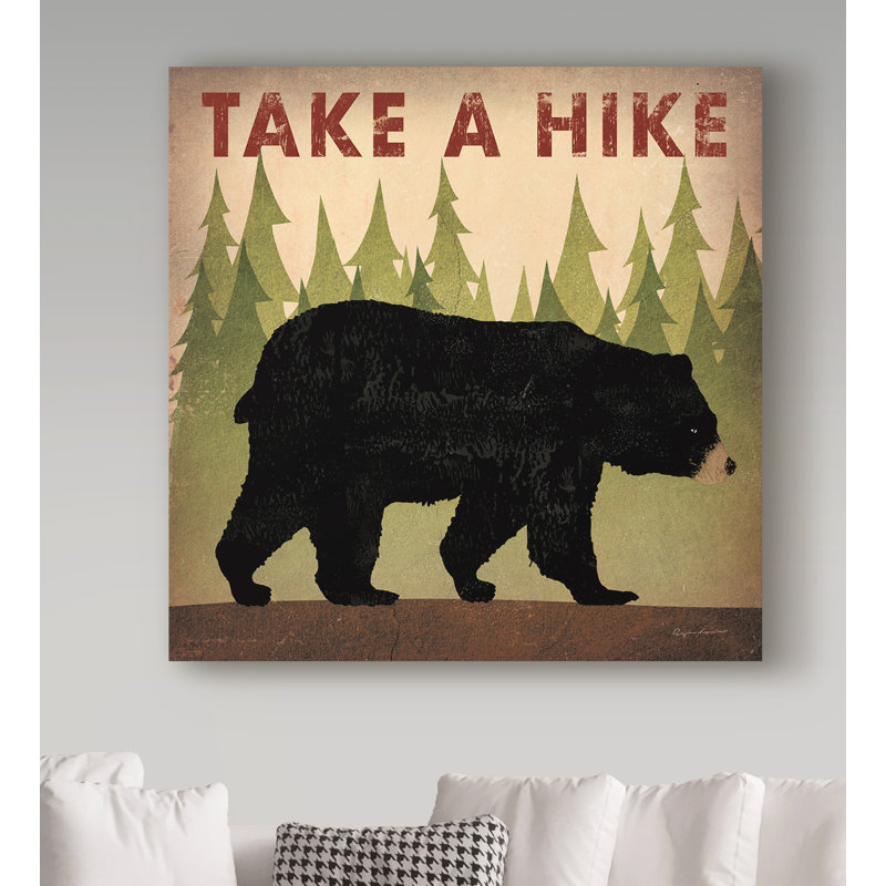 «Take a Hike Black Bear» par Ryan Fowler, reproduction d'art graphique sur toile, H 18 po x l 18 po x P 2 po