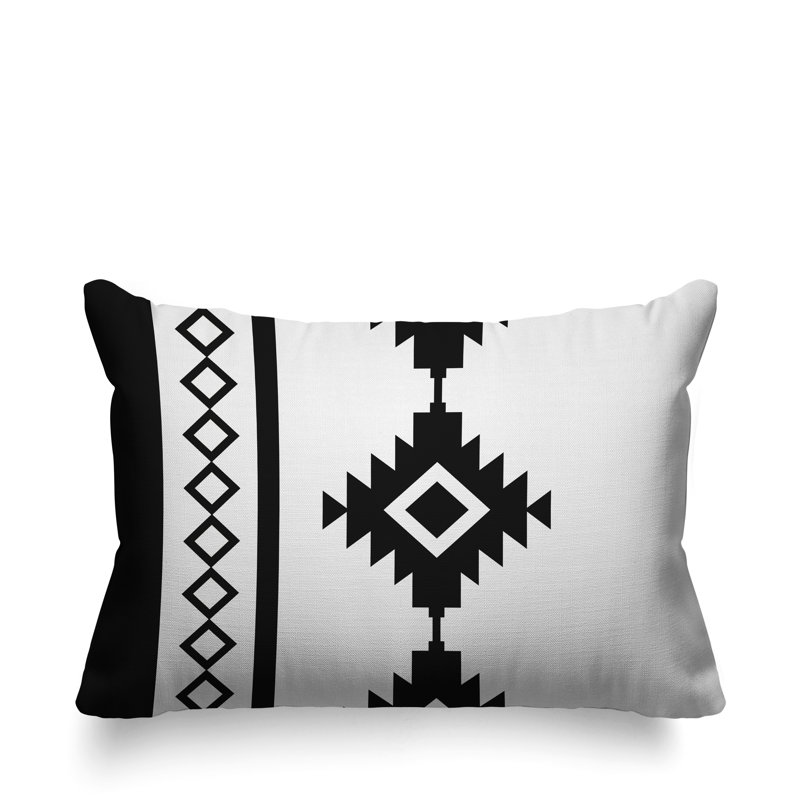 Coussin intérieur / extérieur Carlos Southwestern, Noir