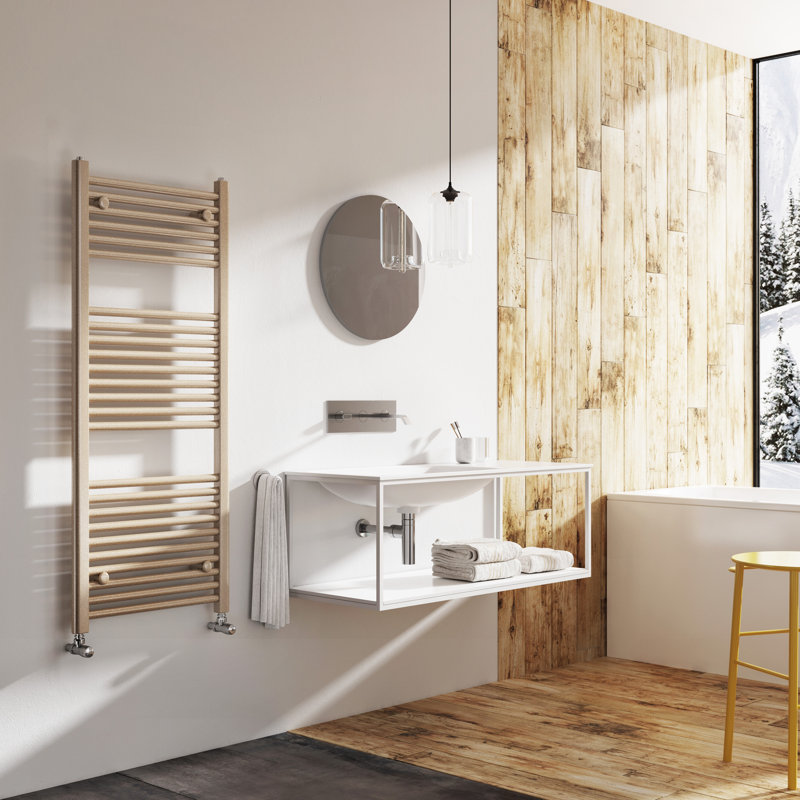 Straight Towel Rail Heated Towel Rails, 1200mm H x 500mm W x 30mm D, Brown Metallic
