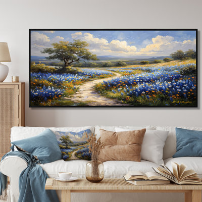 Blue Green Summer Meadow Charm Blue Bonnets III - Blue Bonnets Wall Art Print