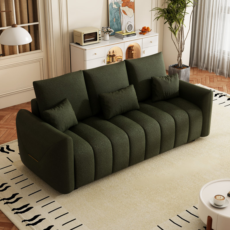 Structure en bois massif 80,7 po: tissu, 3 coussins de dossier, pour la chambre 3: 80,7 po, structure, confort de bureau