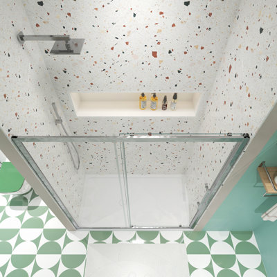 72"H Sliding Shower Door, Sliding Door, With 1/4" Tempered Glass