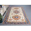 Grand tapis turc anatolien en laine tissé à la main de conception unique beige et bleu