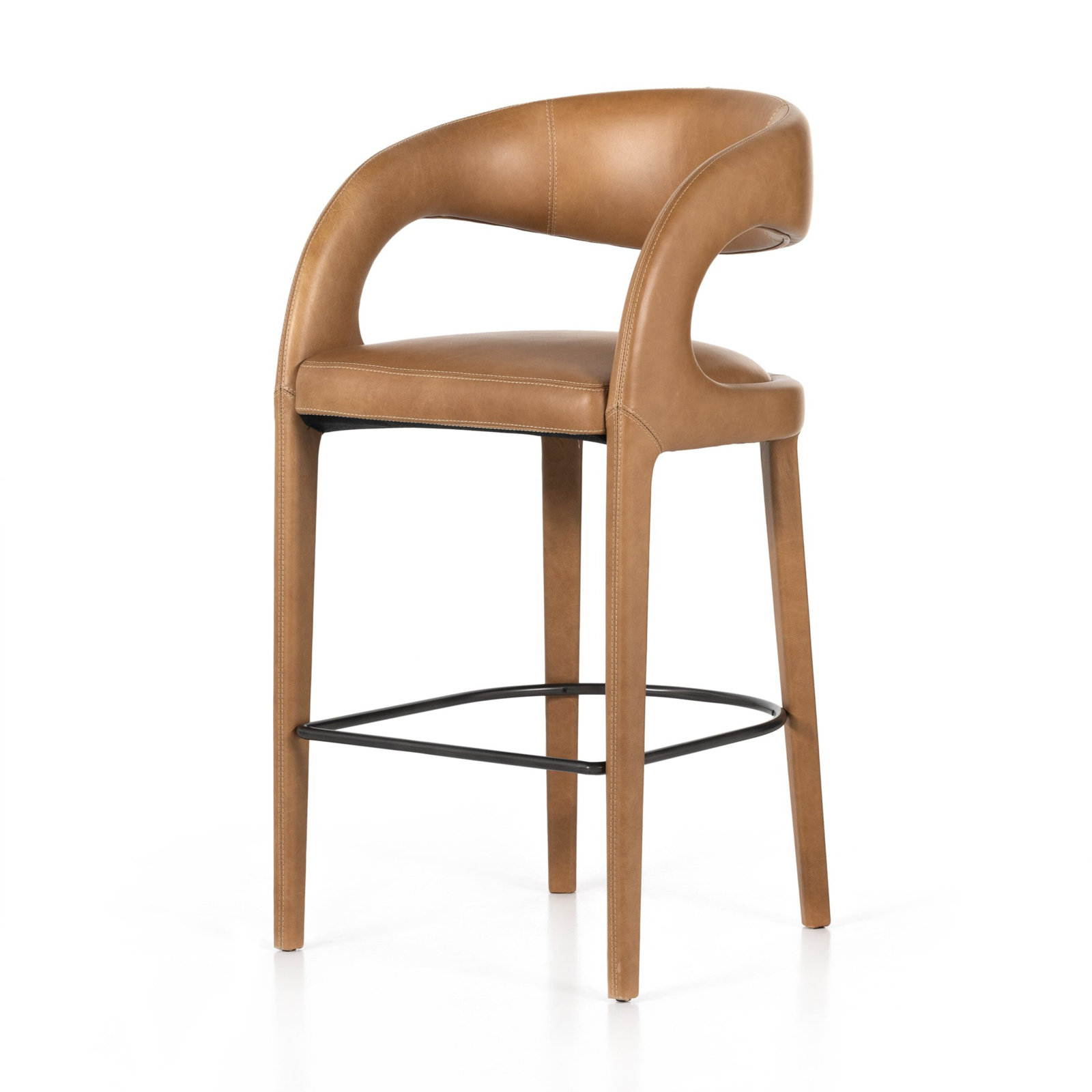 Geoffrey Bar and Counter Stool, Bar Stool (30.51" Seat Height), Sonoma Butterscotch/Top Grain Leather