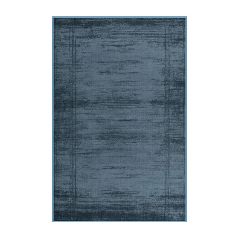 Tapis bleu abstrait lavable à la machine