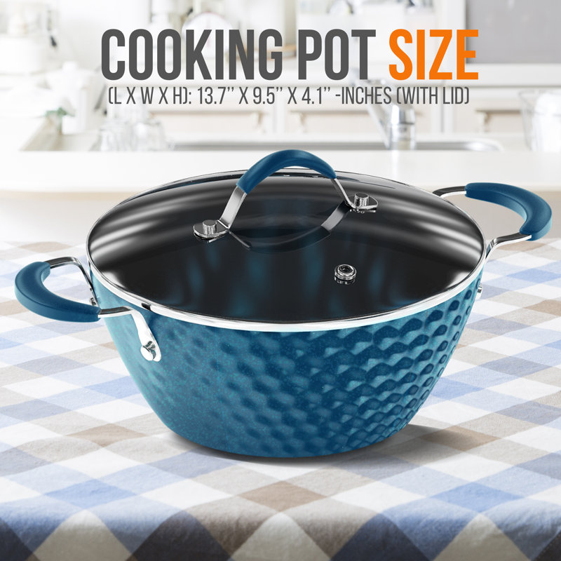 Casserole de cuisson hollandaise avec couvercle - Batterie de cuisine élégante avec motif à losanges élégant, antiadhésif, 3,6 pintes (compatible avec le modèle: NCCW11BD)