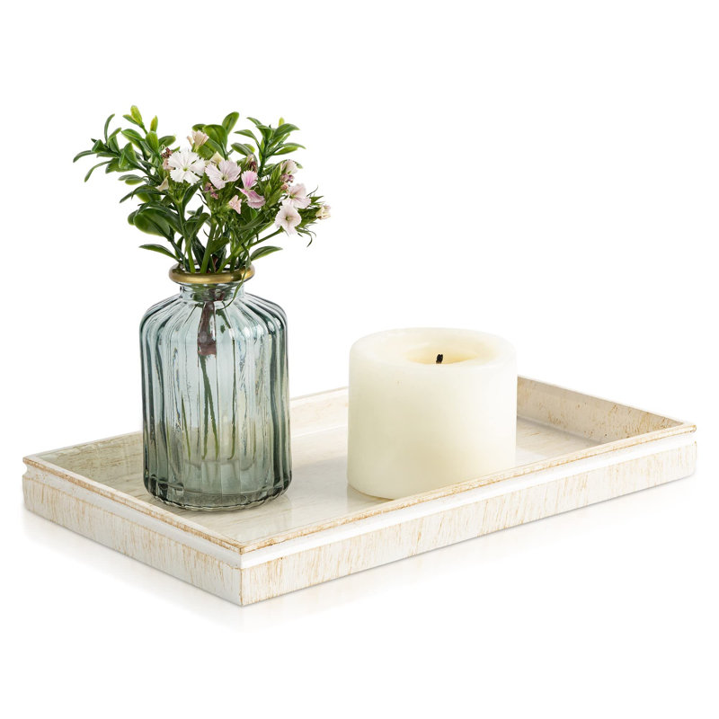Le plateau à décor pour la décoration rustique élégante fonctionne comme un organisateur de comptoir de parfum et de salle de bain, un plateau de repose-pieds ou des centres de table pour la salle à manger L 10 po x l 6 po x H 1 po