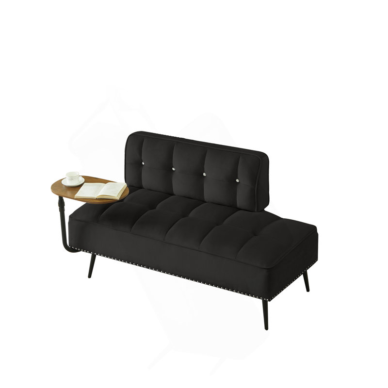 Canapé 54 po à deux places en velours moderne avec dossier et table d'appoint rotative à 360 ° avec repose-pieds, banc multi-usage, ensemble de bureau et chaise, conception compacte pour salon, chambre à coucher et appartement