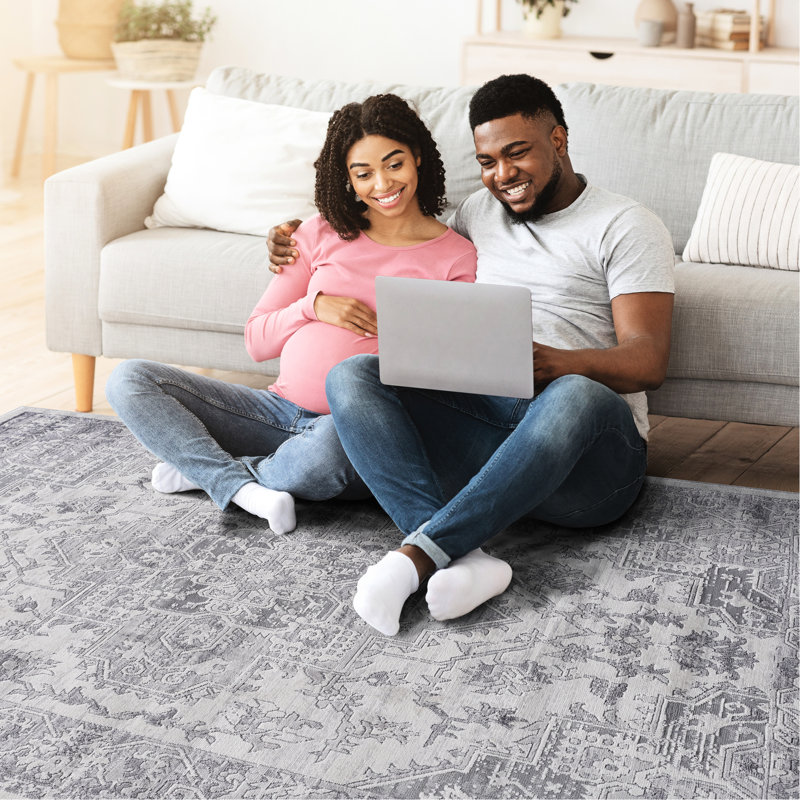 8x10 Silver Area Rug - Stain , Non-shedding, Create A Stylish Sanctuary In Bedroom, Living Room, Dining Room Vibe