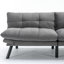 Lit moderne à 2 places gris, convertible et pliable pour les petits espaces, accoudoirs réglables et capacité de 800 lb, simple, rembourré de mousse, appartements à revêtement lisse, avec housse maximale-228289122