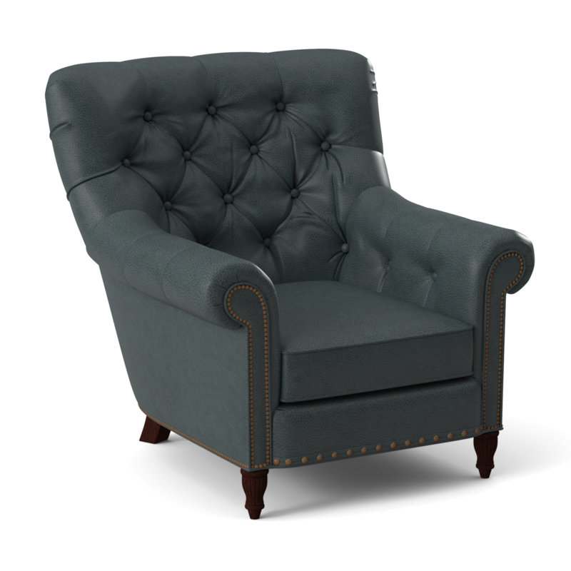 Kirby Leather Club Chair, #9 & #54 Natural, Anilina Cacao Genuine Leather, Mahogany