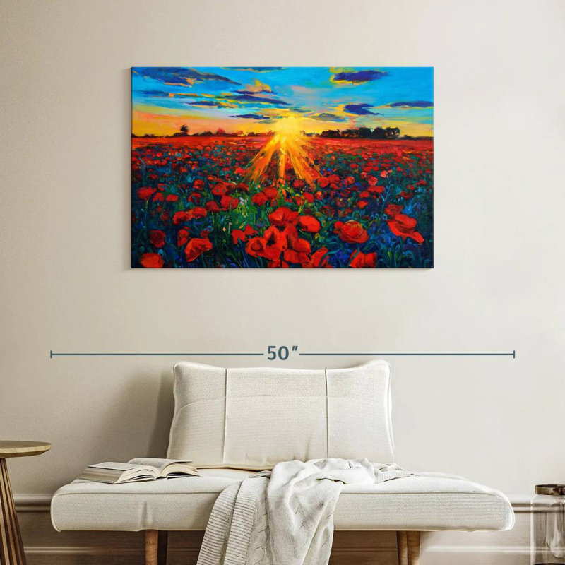 Alvord Poppy Field Golden Hour, H 26 po x l 39 po