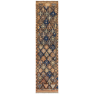 Vintage Turkish Village Rugs One-of-a-Kind Runner 2'6" X 10'2" 1970s Runner Wool Area Rug Orange