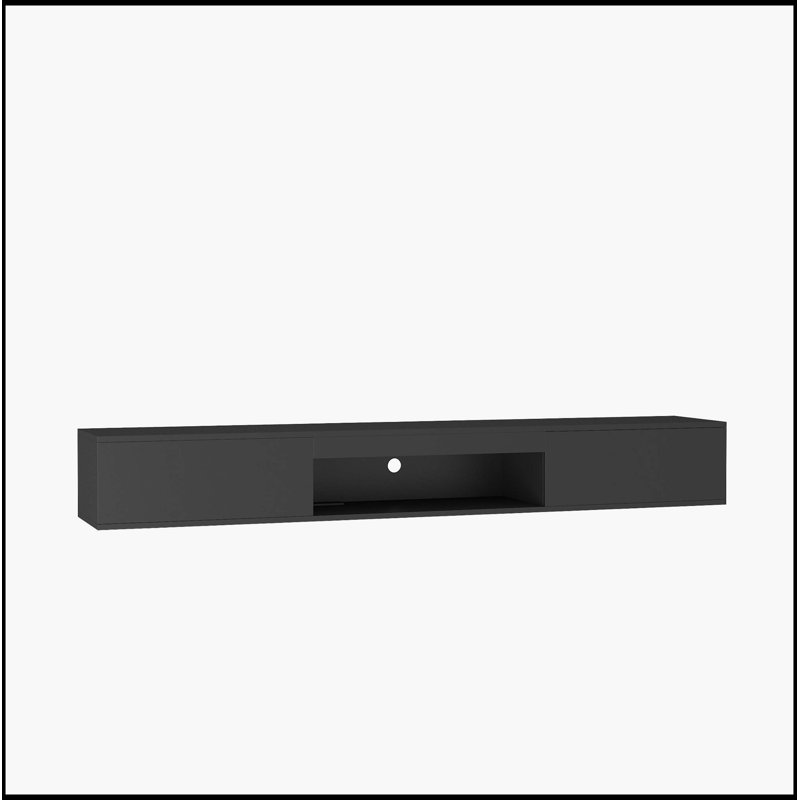 69" Floating Wall Mounted TV Stand With 16-Color LED Lights, TV Cabinet Entertainment Center For 55/60/65 Inch Tvs, Black