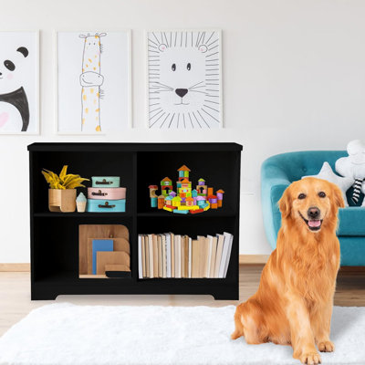 4 Cube Storage Bookcase, 2 Tier Cube Bookshelf Fits Cubby Bins For Organization, Dorm Teen Room Decor & Home Office,