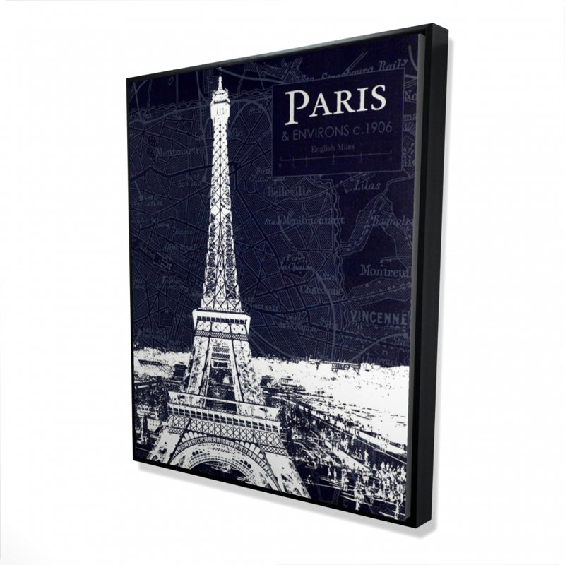 "Paris", impression bleue et tour Eiffel sur toile