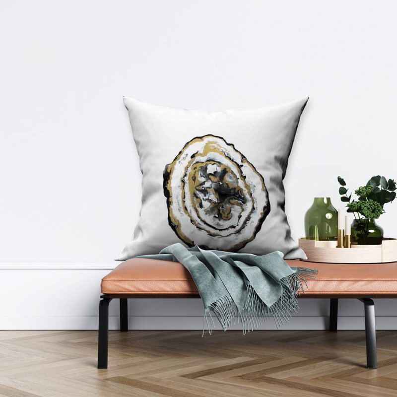 Golden geode - 26"x26" Throw pillow - Poly twill - Print on demand, 26" x 26"