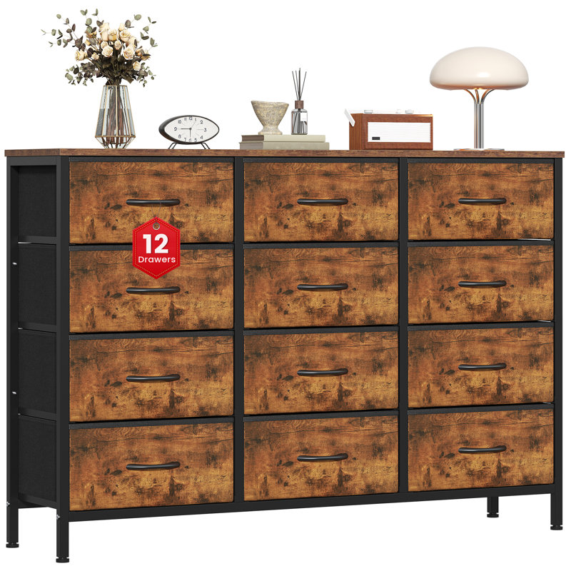 30 cm W Chest of 12 Drawers, Rustic Brown