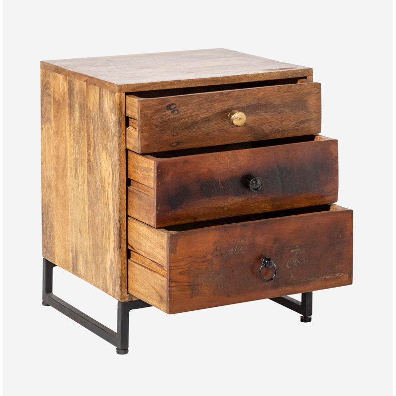 Guion 48cm W Solid + Manufactured Wood Bedside Table