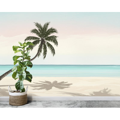 Palm Beach papier peint aquarelle Sea Palm Beach murale avec art mural Ocean Beach pour chambre d'enfant ou salon 