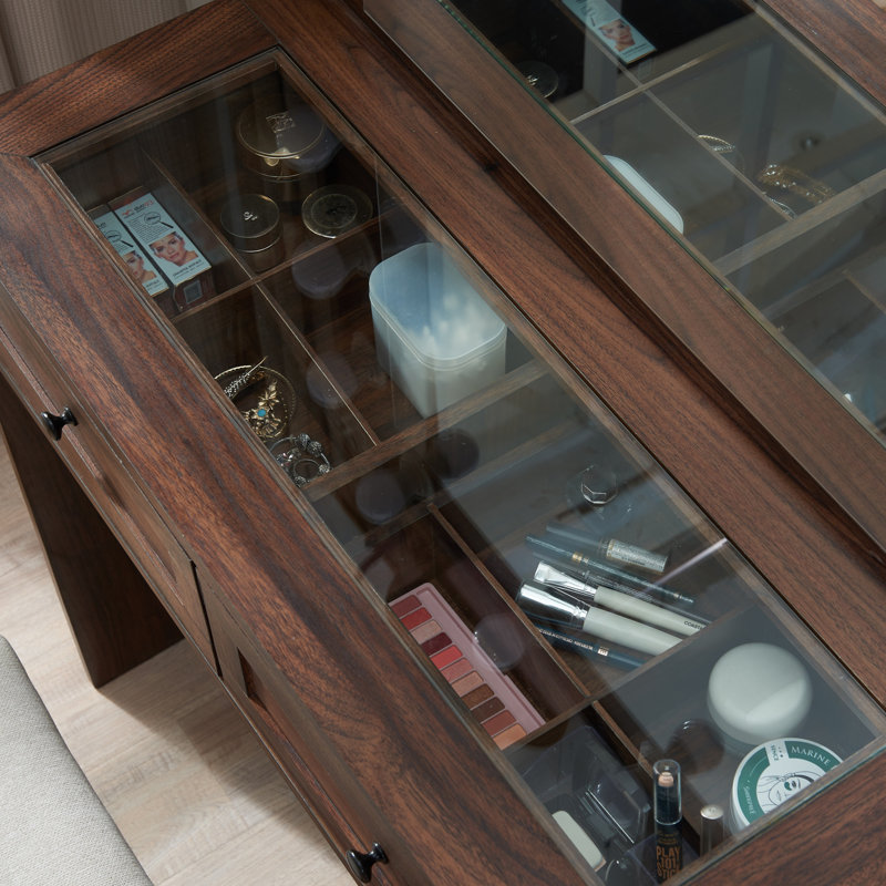 Dressing Table with Mirror, Brown