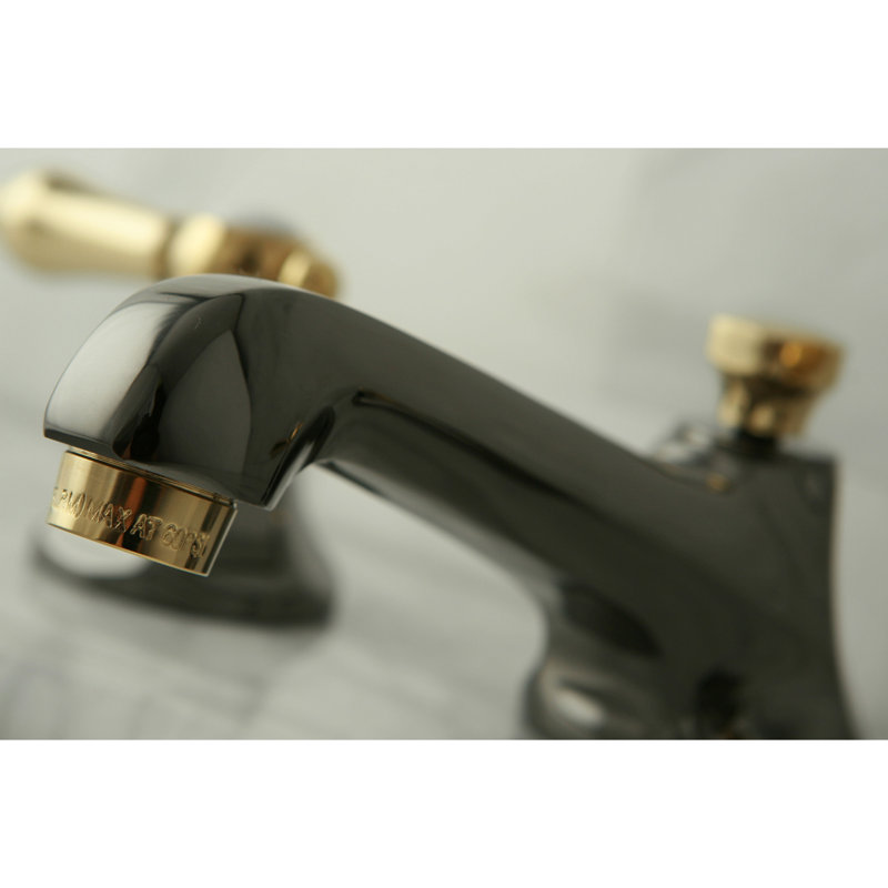 Robinet de salle de bain espacé à deux poignées à fixation sur comptoir à 3 trous avec bonde escamotable en laiton Kingston
