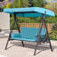 Balancelle de véranda à 3 places avec auvent inclinable réglable, coussins et coussins inclus Shadona, bleu marine-81903169-81903168