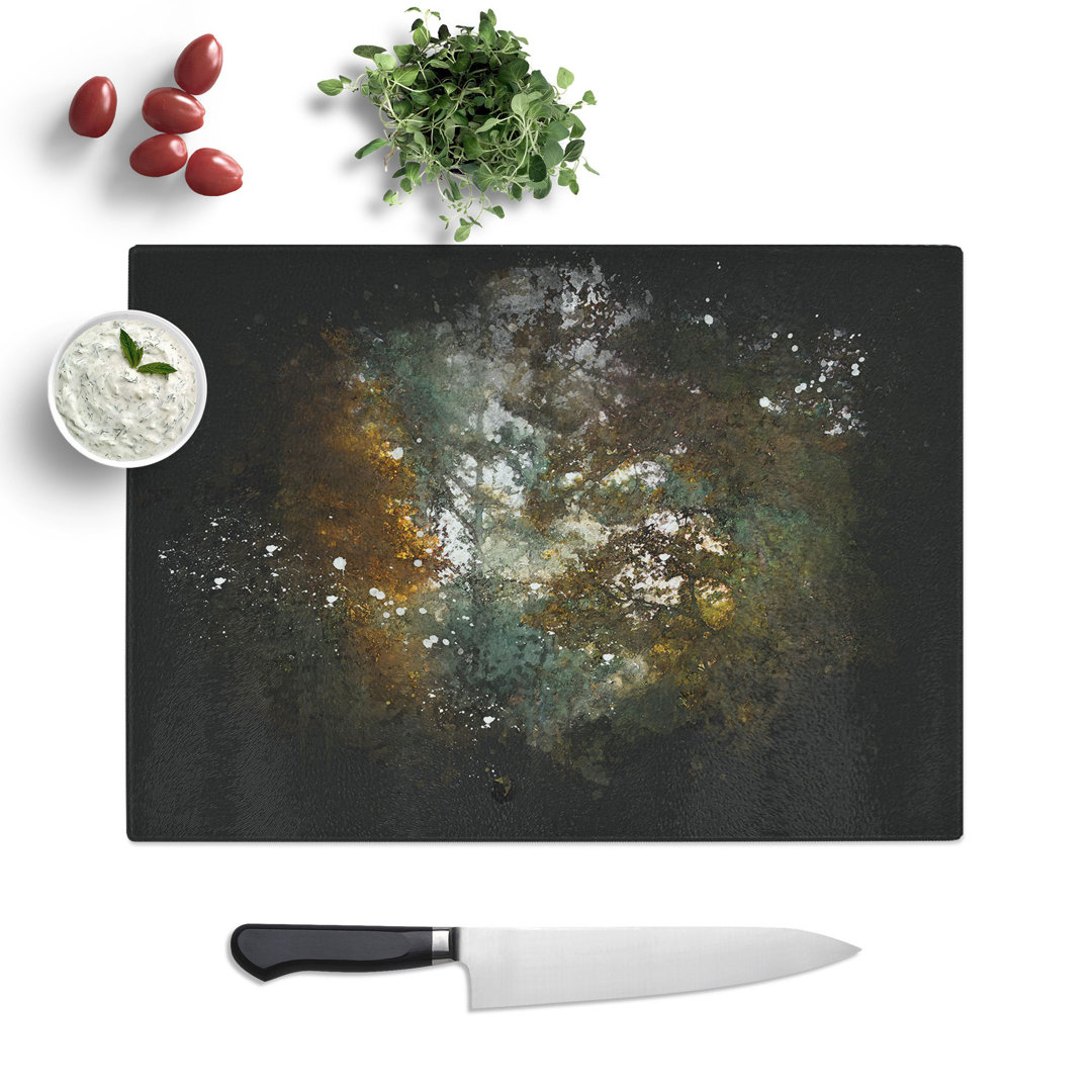 Tempered Glass a Magical Forest Paint Splash Chopping Board