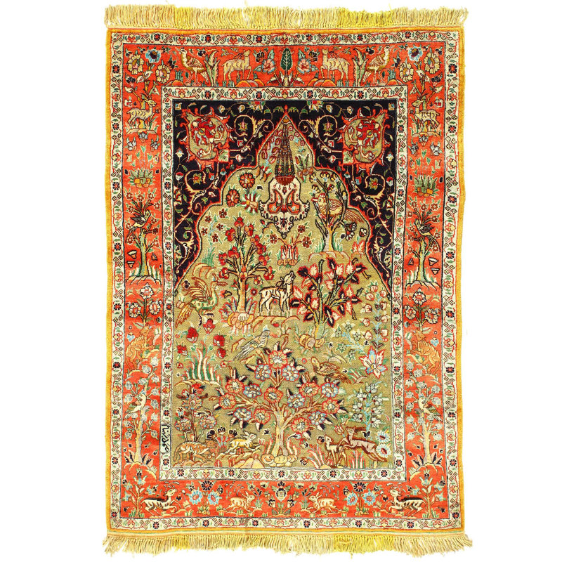 Meikel Oriental Area Rug in Gold