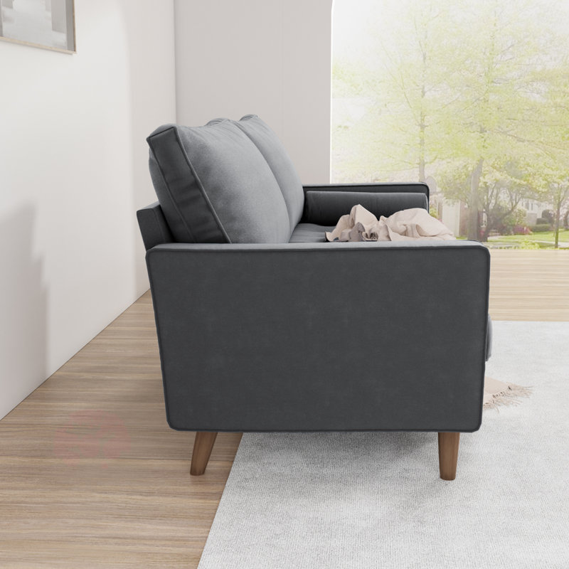 Collington 70" Square Arm Tufted Seat Sofa, Gray Velvet