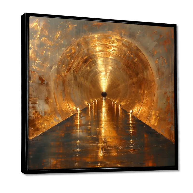 Or noir et lumineux, Tunnels I - reproduction d'art mural, Cadre flottant noir, bois massif, H 30 po x l 30 po x P 1 po