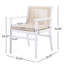 Ensemble de 2 chaises de salle à manger d'extérieur, fauteuil de patio en bois d'acacia avec dossier en corde et coussin hydrofuge, structure blanche, capacité de poids de 400 lb